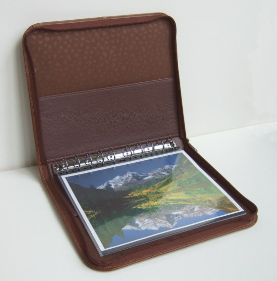8.5"x11" Executive Leather Presentation Case Brown Portfolios and