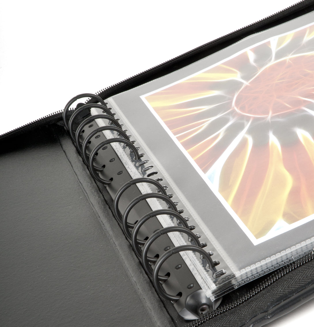 Prat Leather Spiral Presentation Book - 11 x 8 1/2, Double Tab Closure,  Black, Portrait