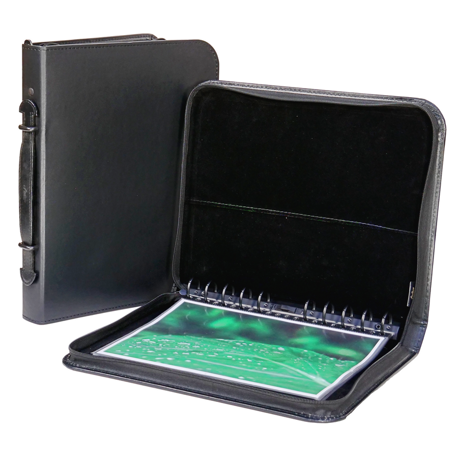 8.5"x11" Premium Leather Photography Portfolio Book - Presentation Case - Black