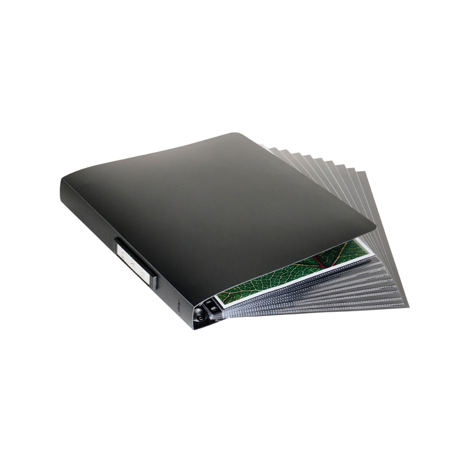 8.5" x 11" Professional Matte Black Portfolio Book - Multiring Binder with 10 Archival Pages (Expandable to 30)