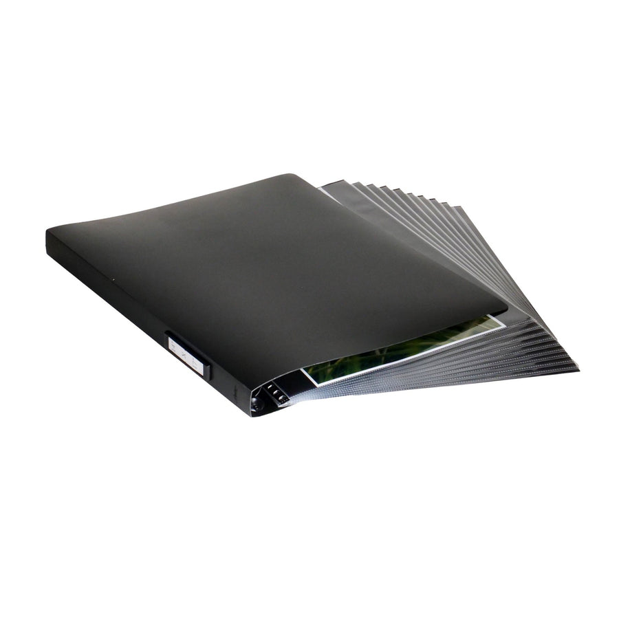 14" x 17" Professional Matte Black Portfolio Book - Multiring Binder with 10 Archival Pages (Expandable to 30)