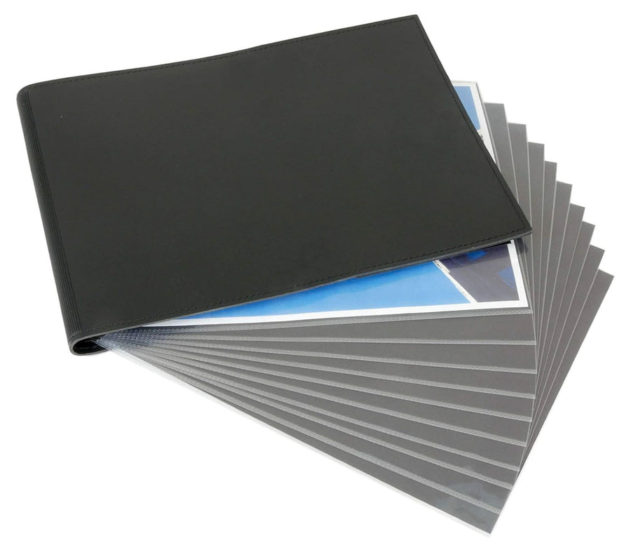 11" x 14" European Bonded Leather Photo Portfolio - Landscape Slim Binder with 10 Archival Pages (Expandable to 15)
