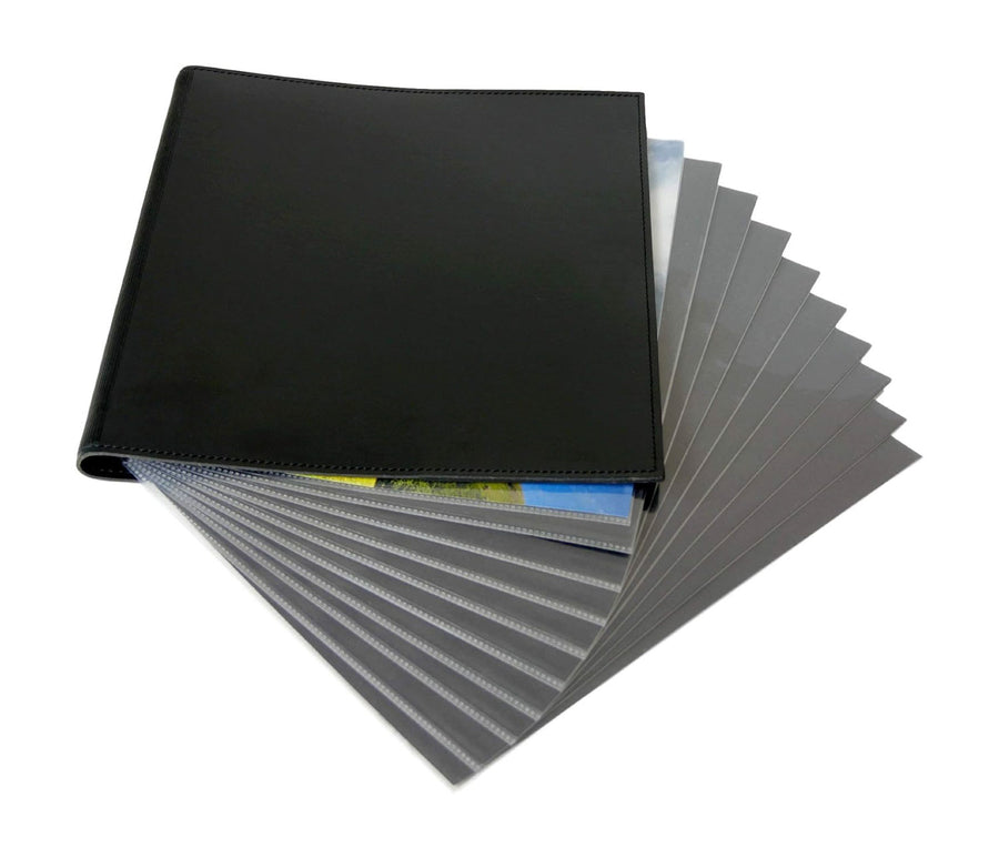 9.5" x 12.5" European Bonded Leather Photo Portfolio - Slim Binder with 10 Archival Pages (Expandable to 15)